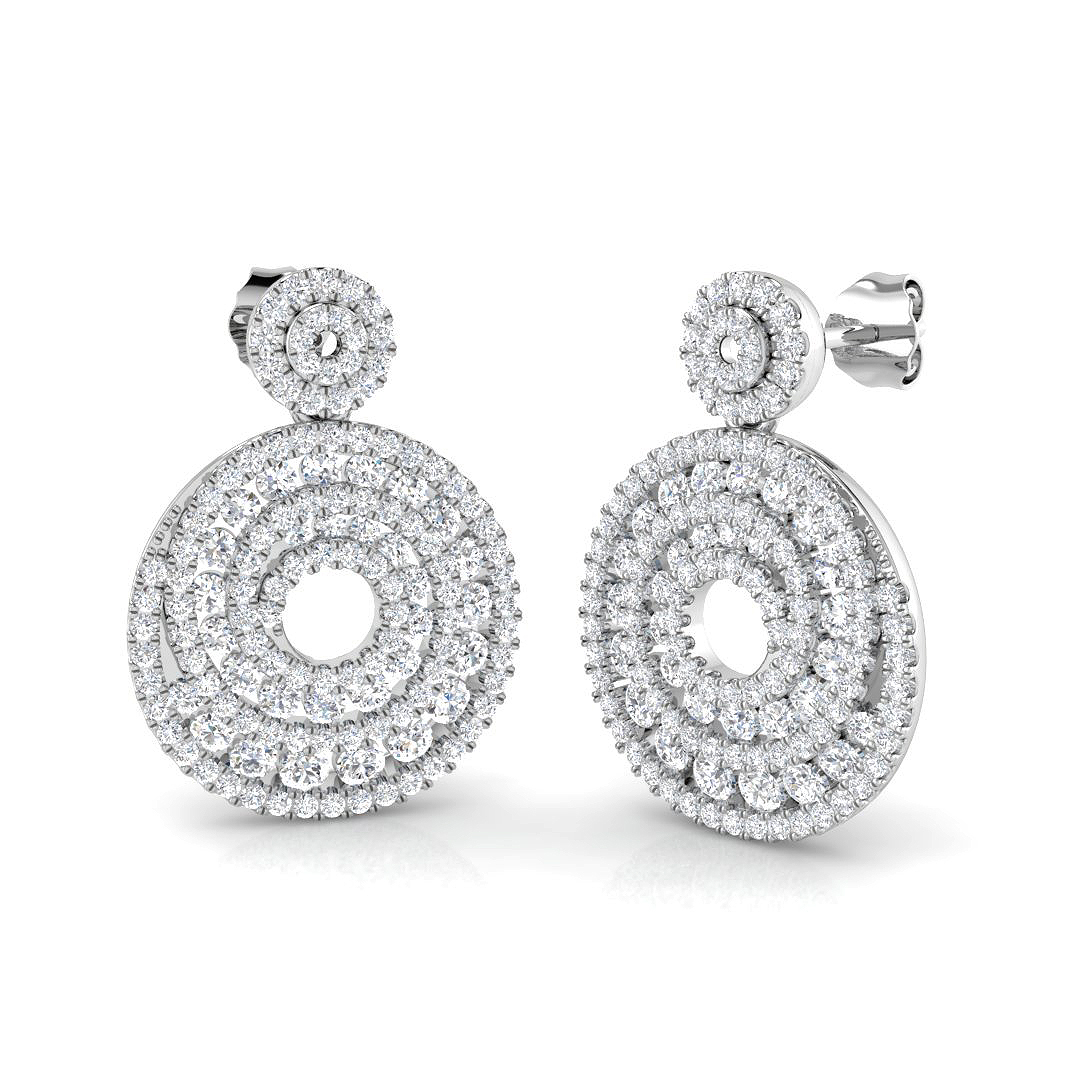 2.20ct Natural Diamond Drop & Trilogy Earrings in 18K White Gold