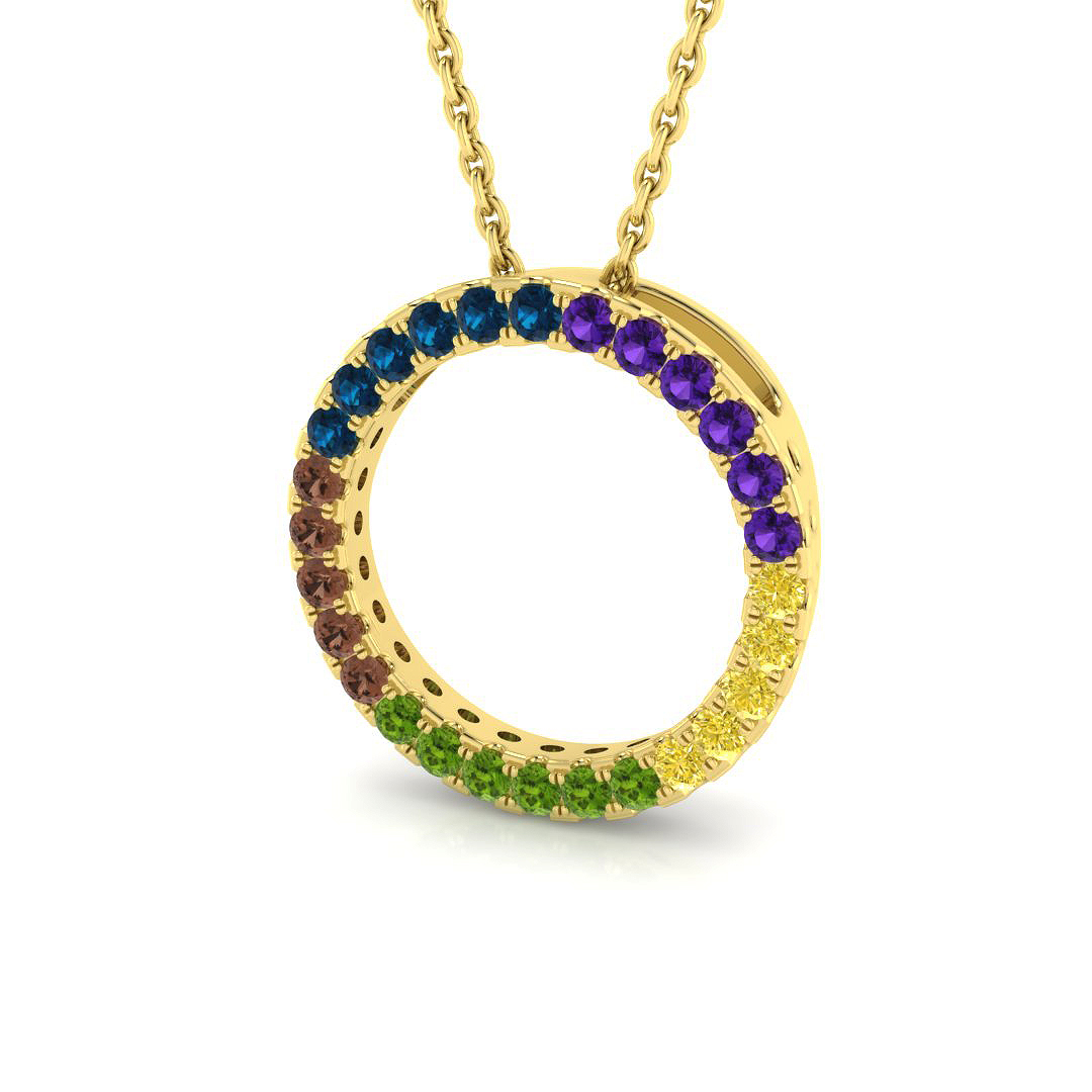 0.33ct Natural Diamond Circle of Life Pendant in 14K Yellow Gold