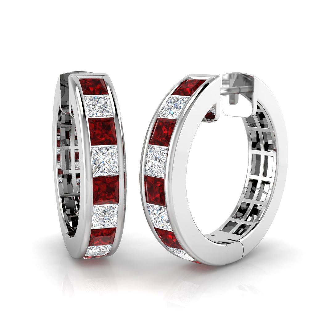 Ruby Earrings in 18K White Gold