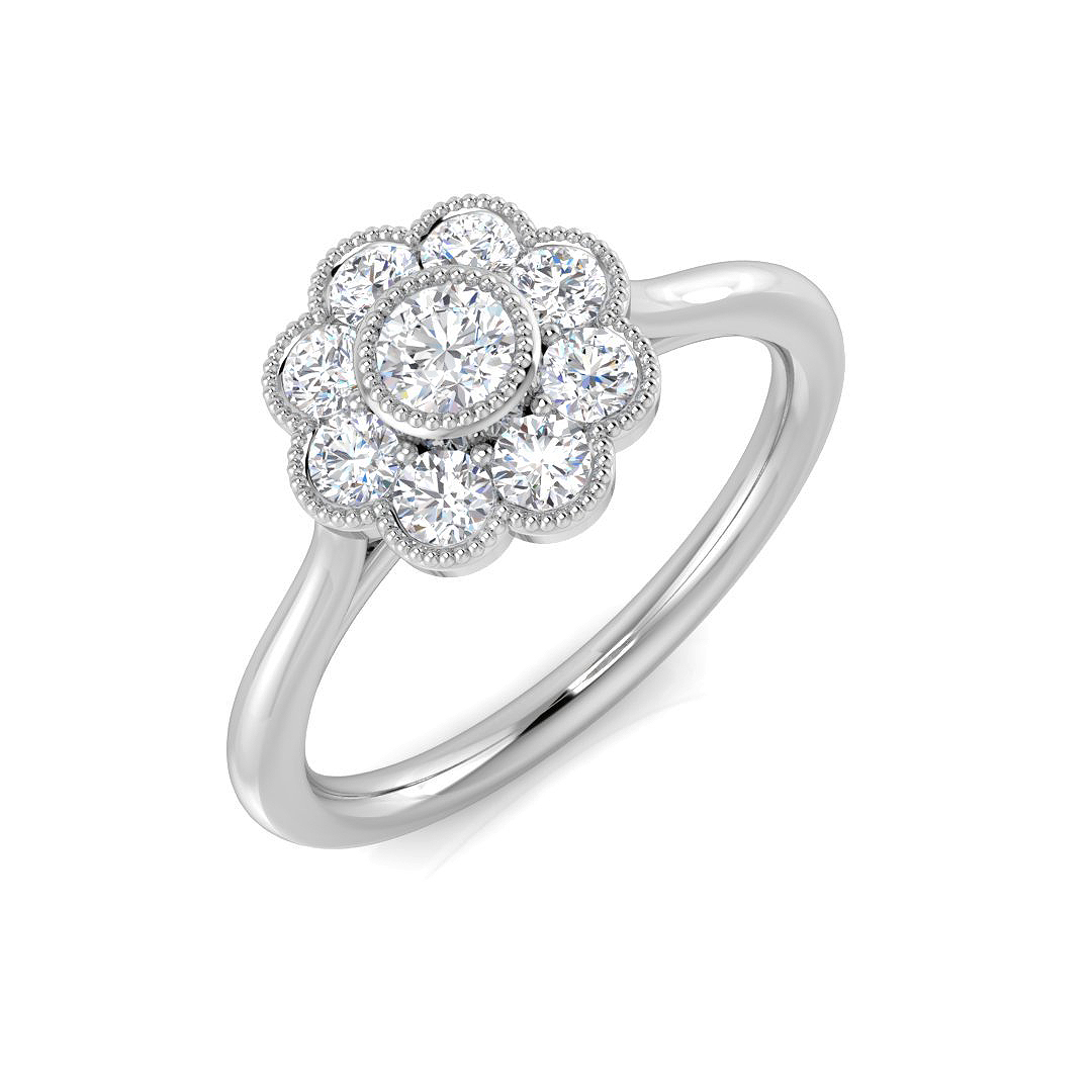 0.45ct Lab-Grown Diamond 6-10 Stone Ring in 9K White Gold