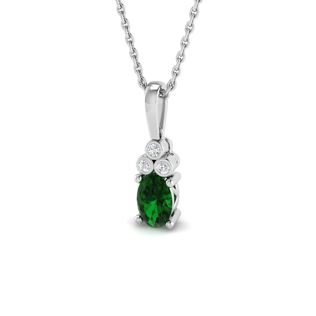 Drop & Trilogy Pendant in 9K White Gold