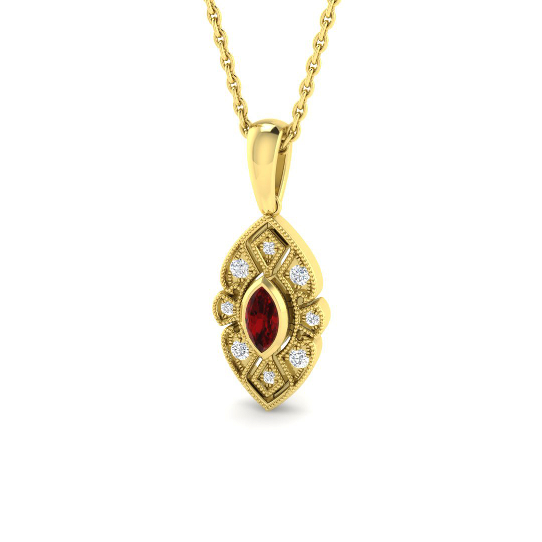Ruby Pendant in 9K Yellow Gold