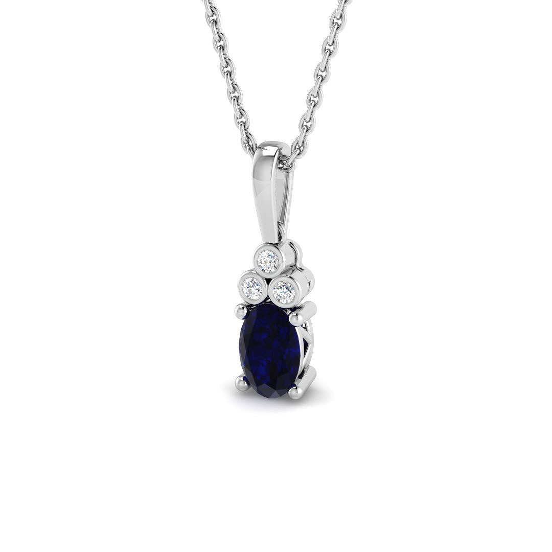 Drop & Trilogy Pendant in 9K White Gold