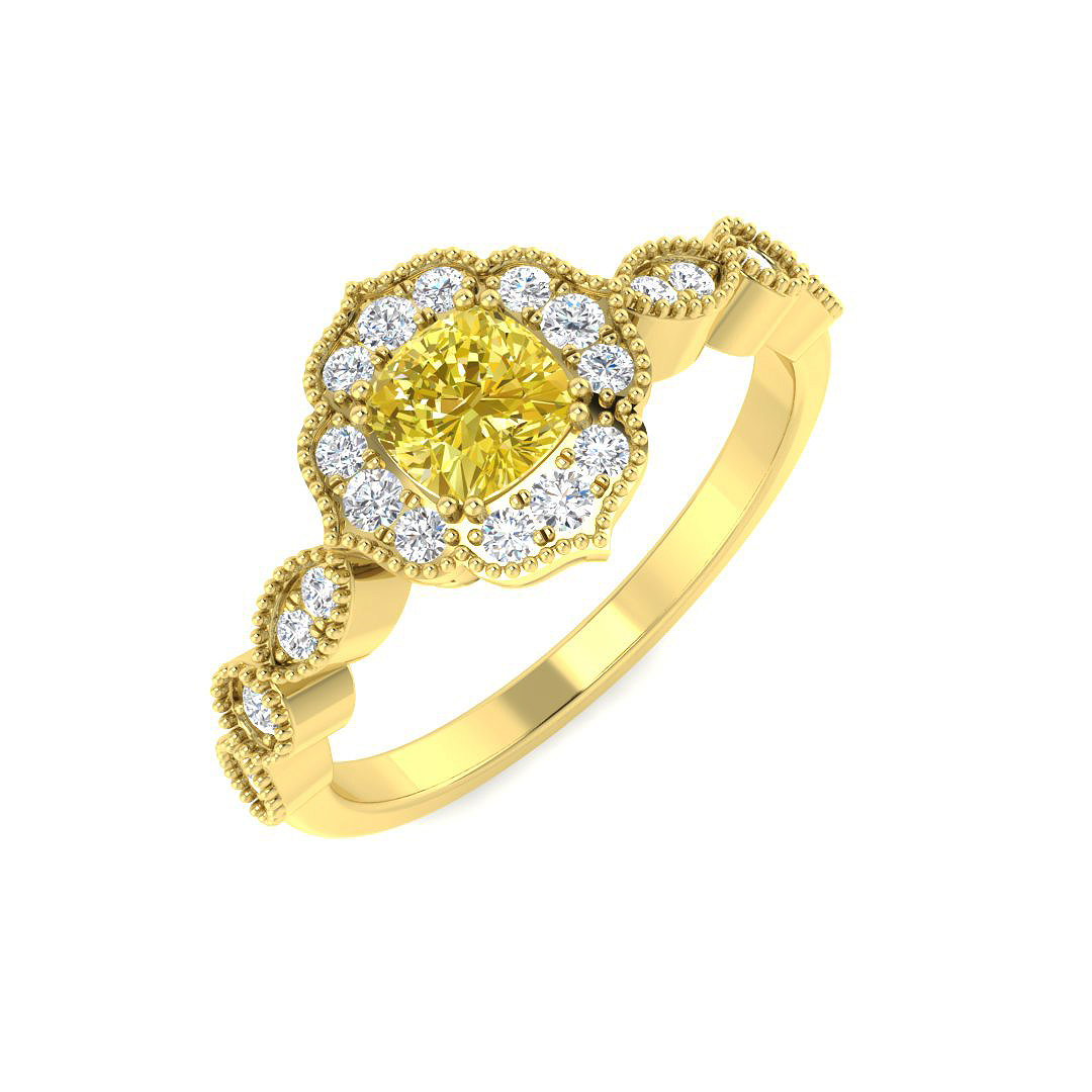 0.93ct Natural Diamond Vintage Ring in 9K Yellow Gold