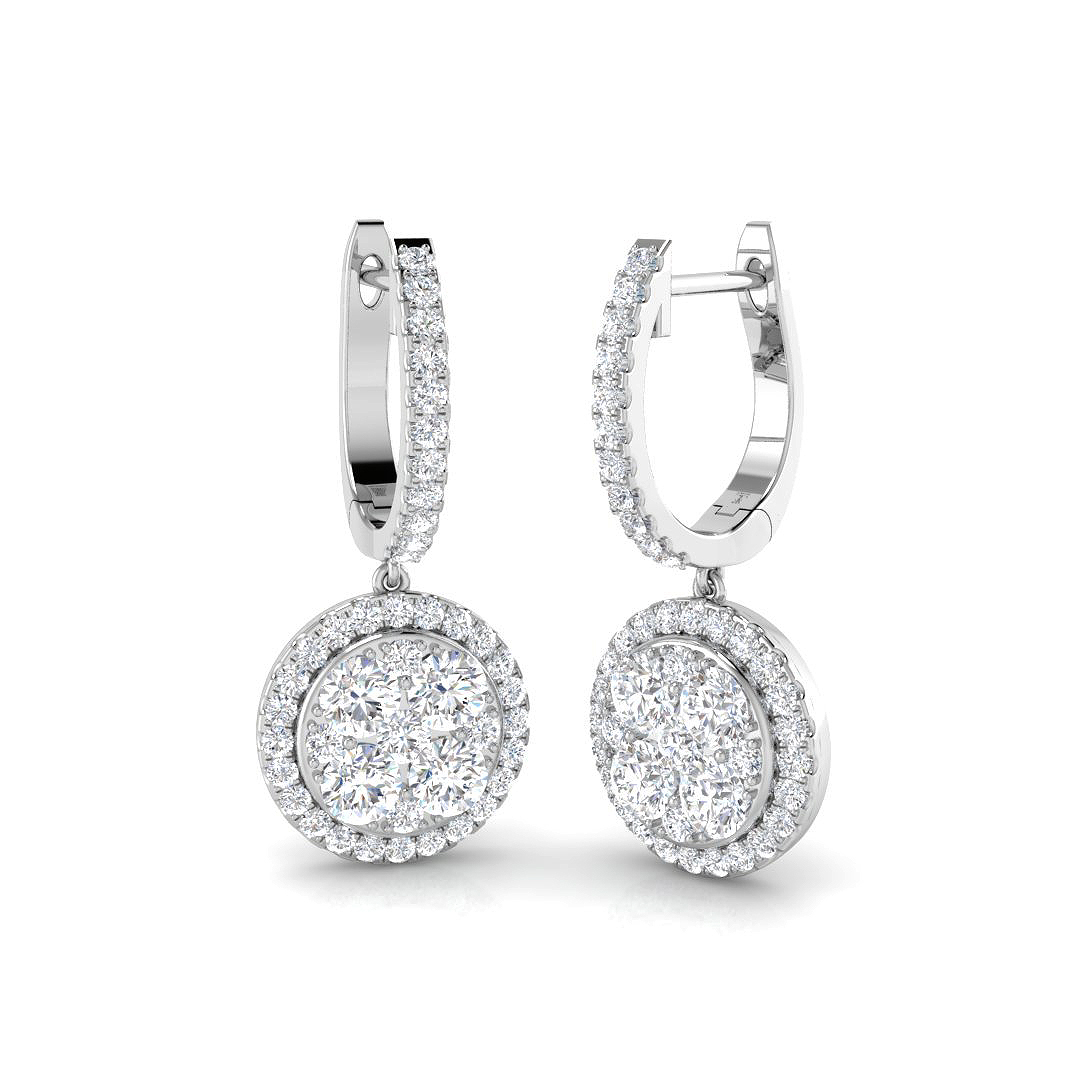 1.45ct Natural Diamond Drop & Trilogy Earrings in 18K White Gold