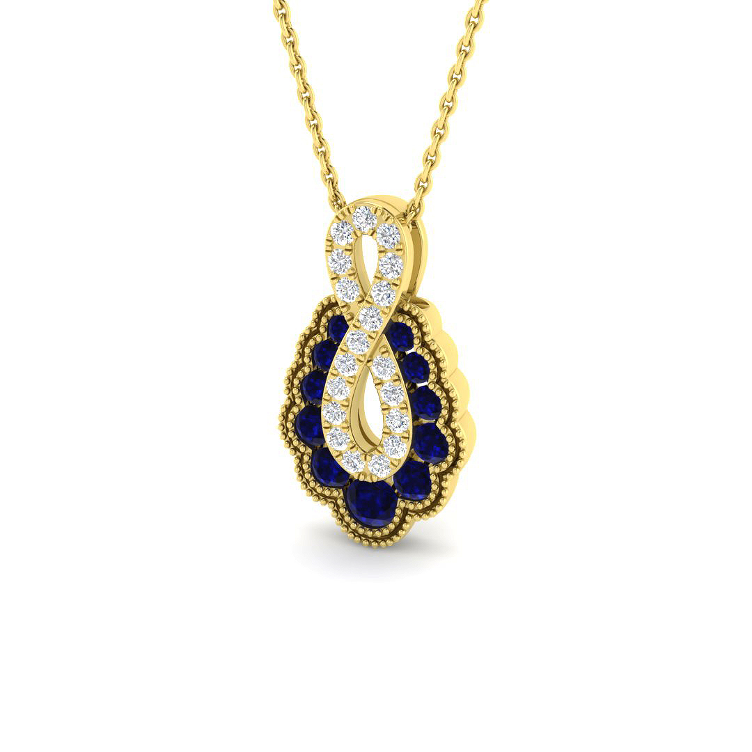 Blue Sapphire Pendant in 9K Yellow Gold