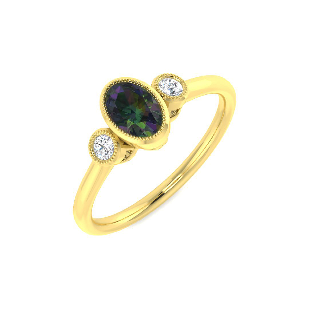 Teal Sapphire Ring in 9K Yellow Gold