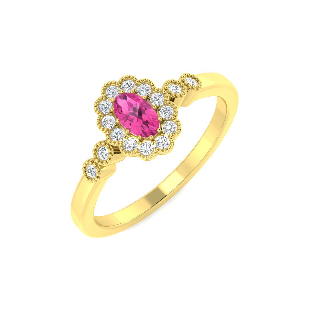 Halo Ring in 9K Yellow Gold