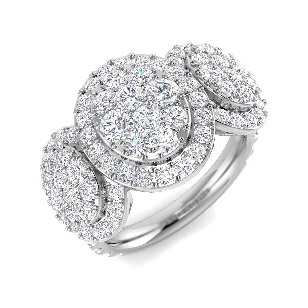 2.12ct Lab-Grown Diamond 3 Stone Ring in 9K White Gold