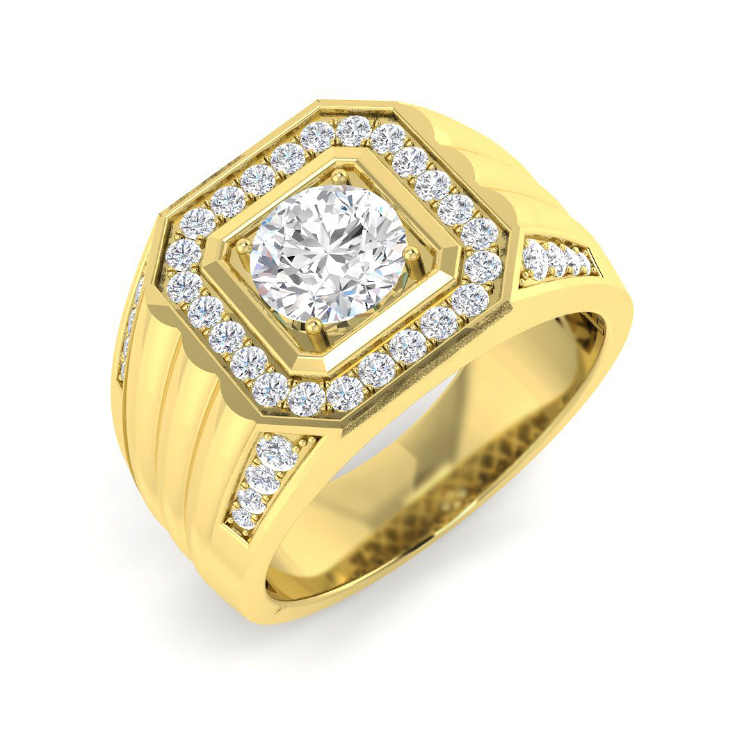 1.55ct Lab-Grown Diamond Signet Ring in 9K Yellow Gold