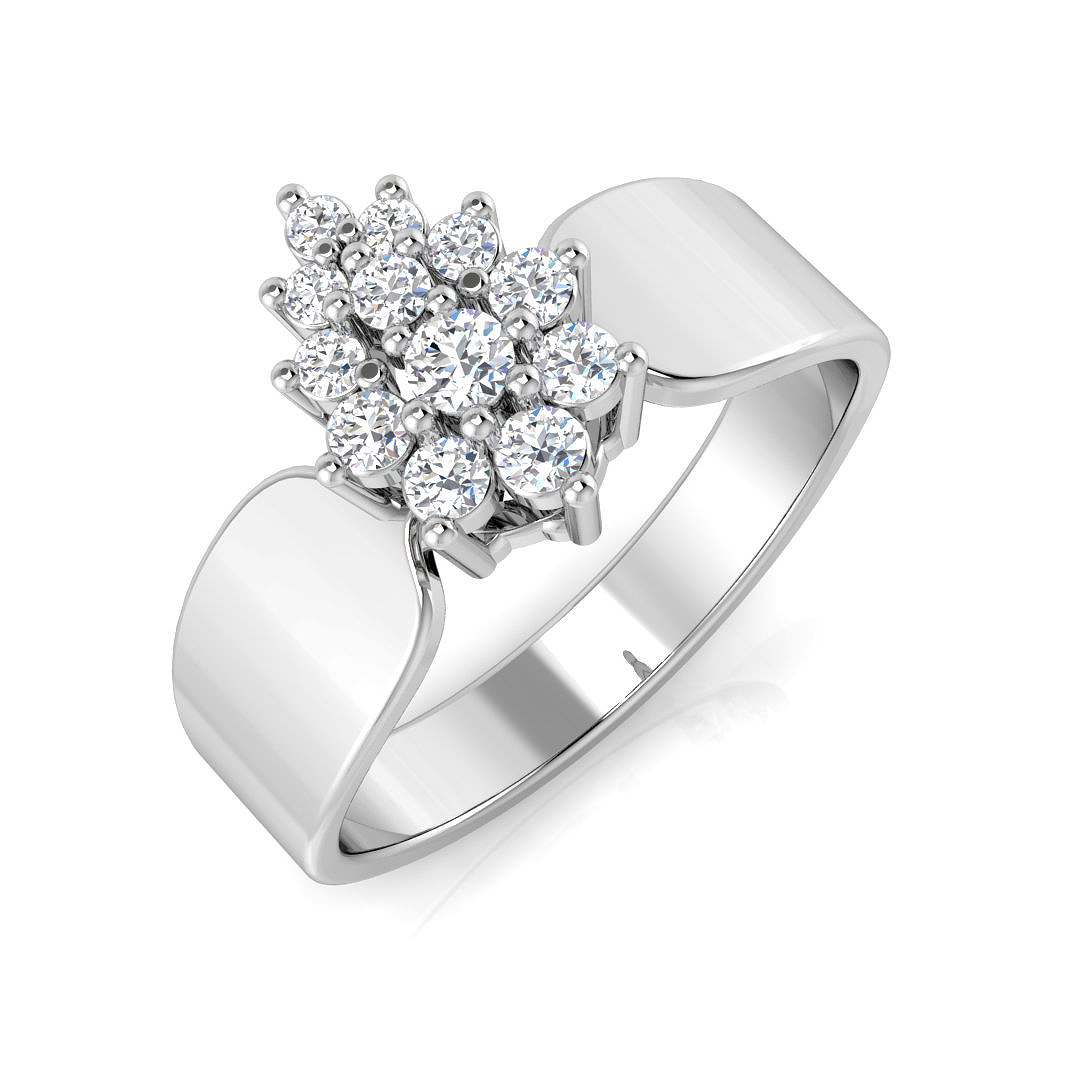 0.26ct Natural Diamond Cluster Ring in 14K White Gold