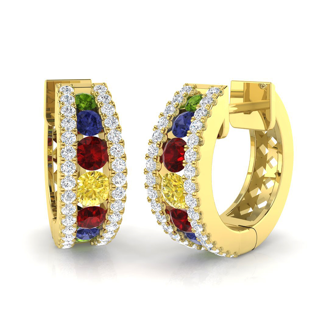 Multi Sapphire Earrings in 9K Yellow Gold