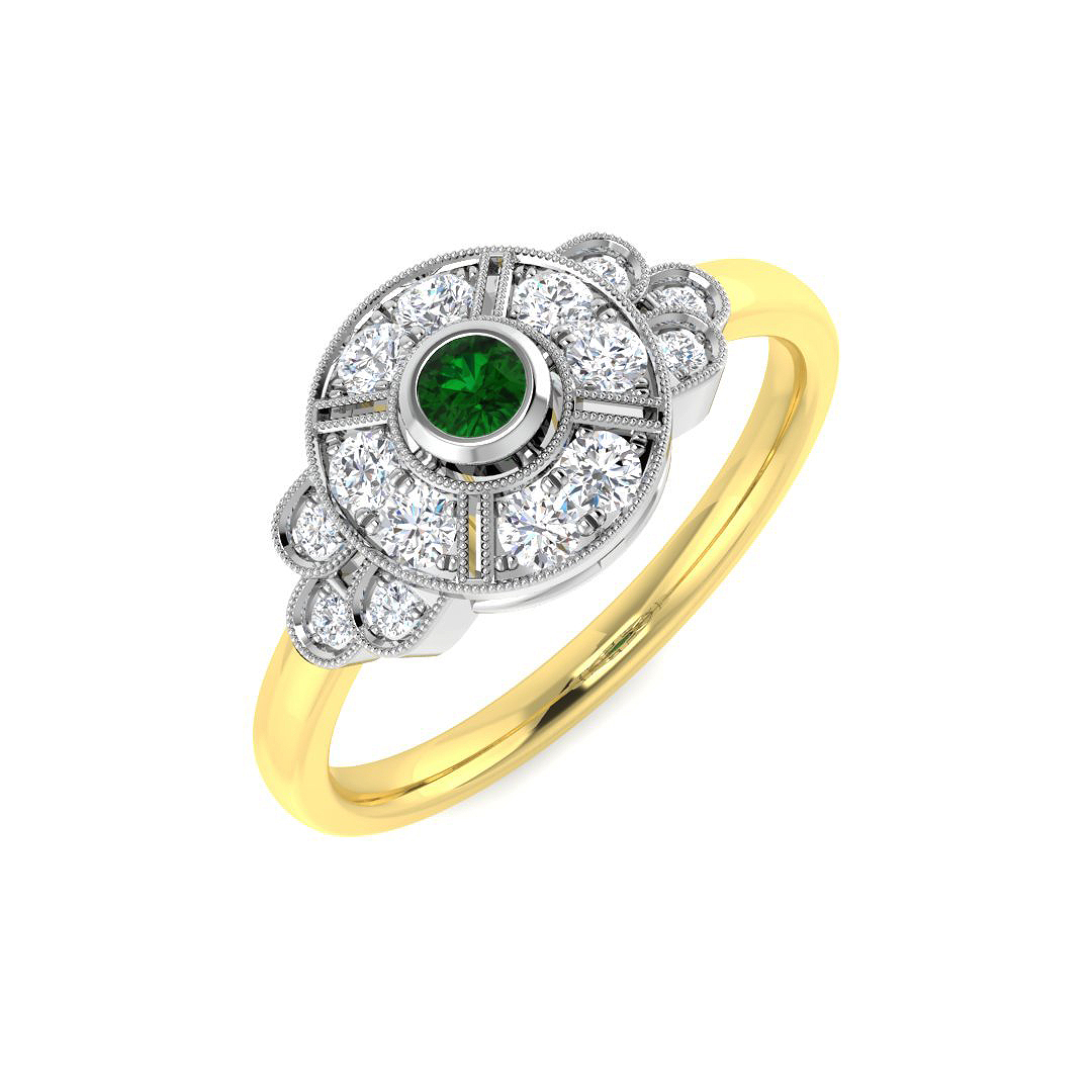 Emerald Ring in 9K Two Tone