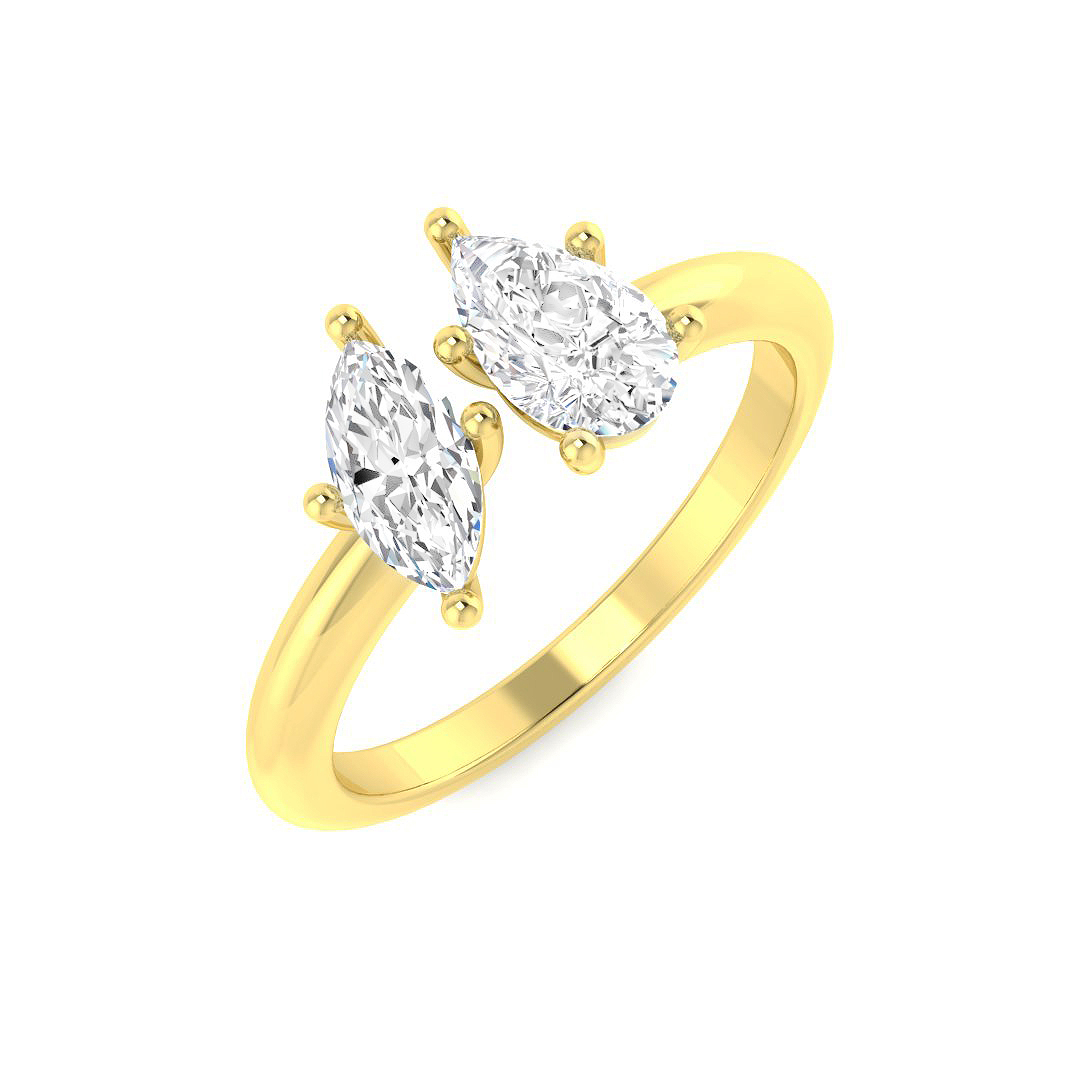 0.82ct Lab-Grown Diamond 2 Stone Ring in 18K Yellow Gold