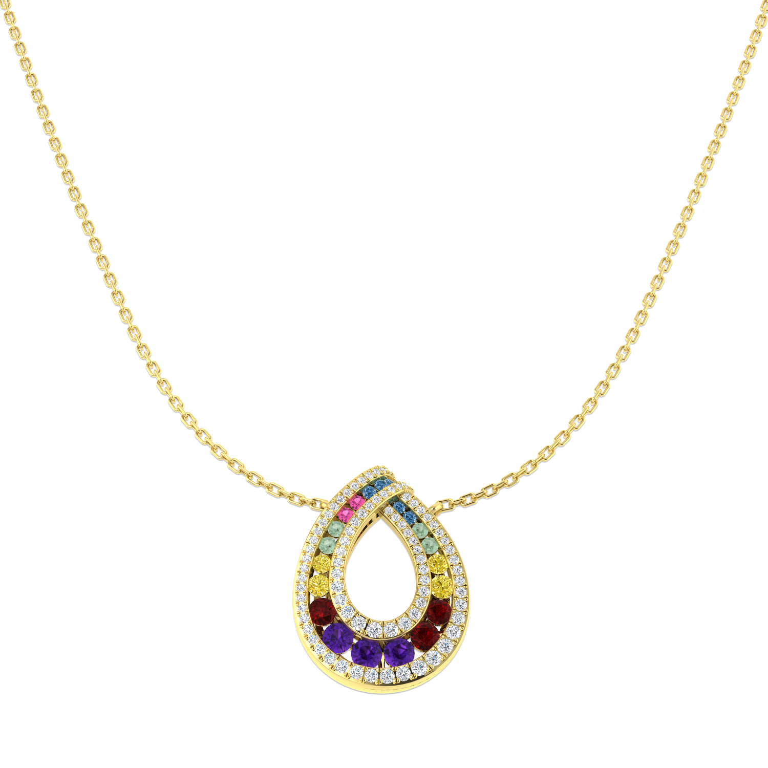 Multi Sapphire Necklace in 9K Yellow Gold