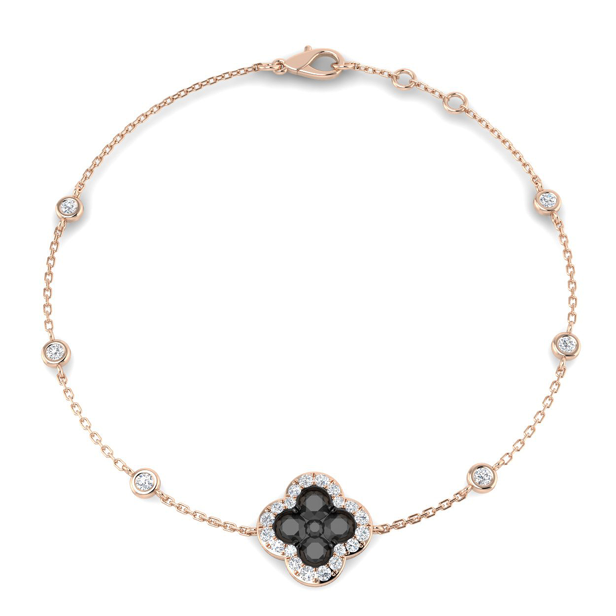 1.03ct Natural Diamond Clover Bracelet in 9K Rose Gold