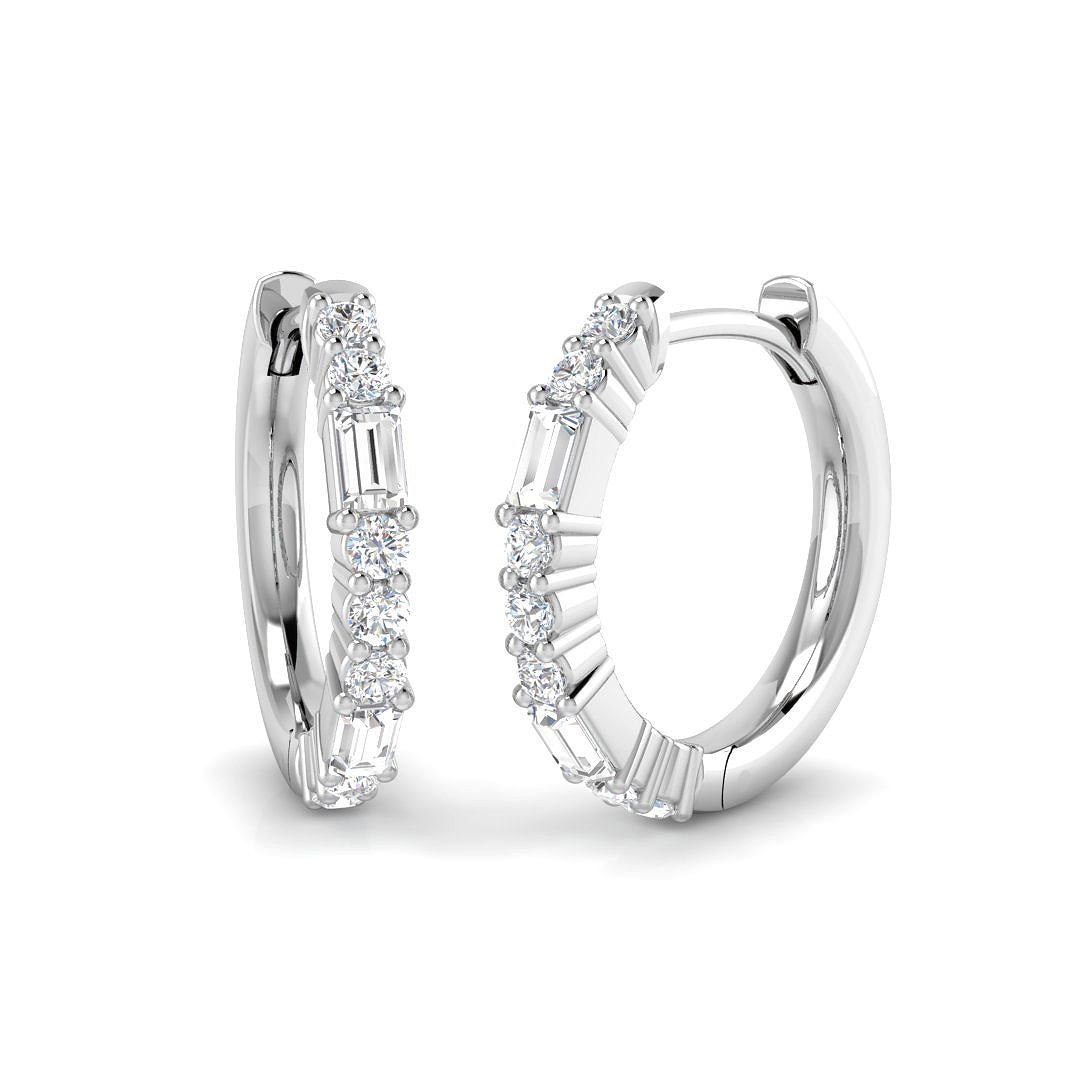 0.37ct Natural Diamond Hoops Earrings in 9K White Gold
