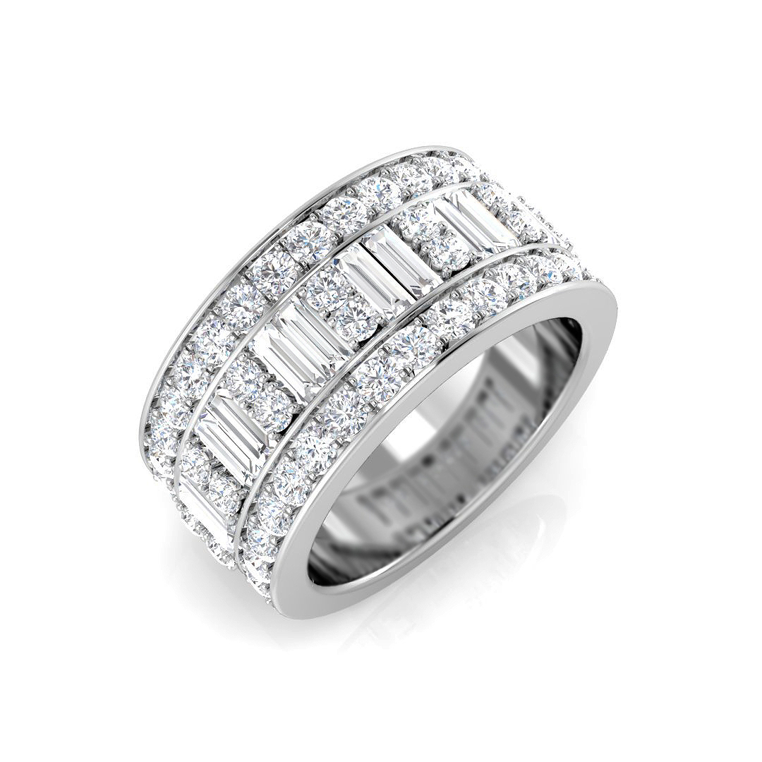 1.88ct Natural Diamond Baguette & Brilliant Ring in 9K White Gold