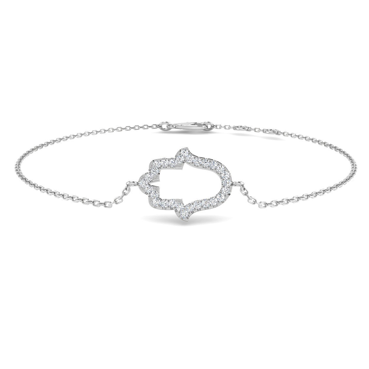 0.11ct Natural Diamond Religious Bracelet in 9K White Gold