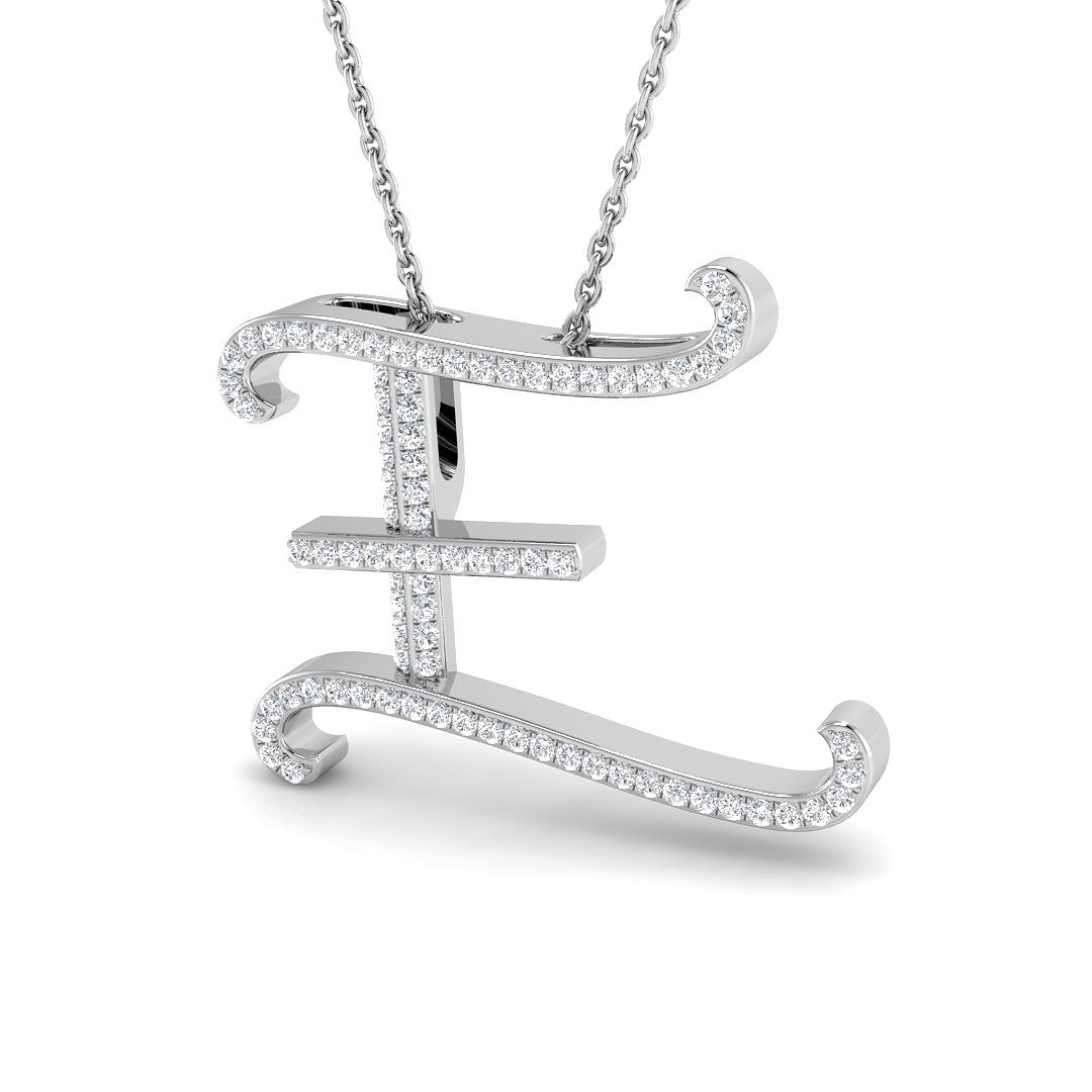 0.23ct Natural Diamond Initial Pendant in 9K White Gold