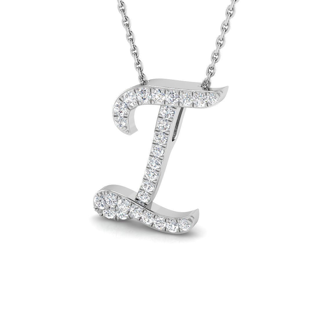 0.29ct Natural Diamond Initials Pendant in 9K White Gold