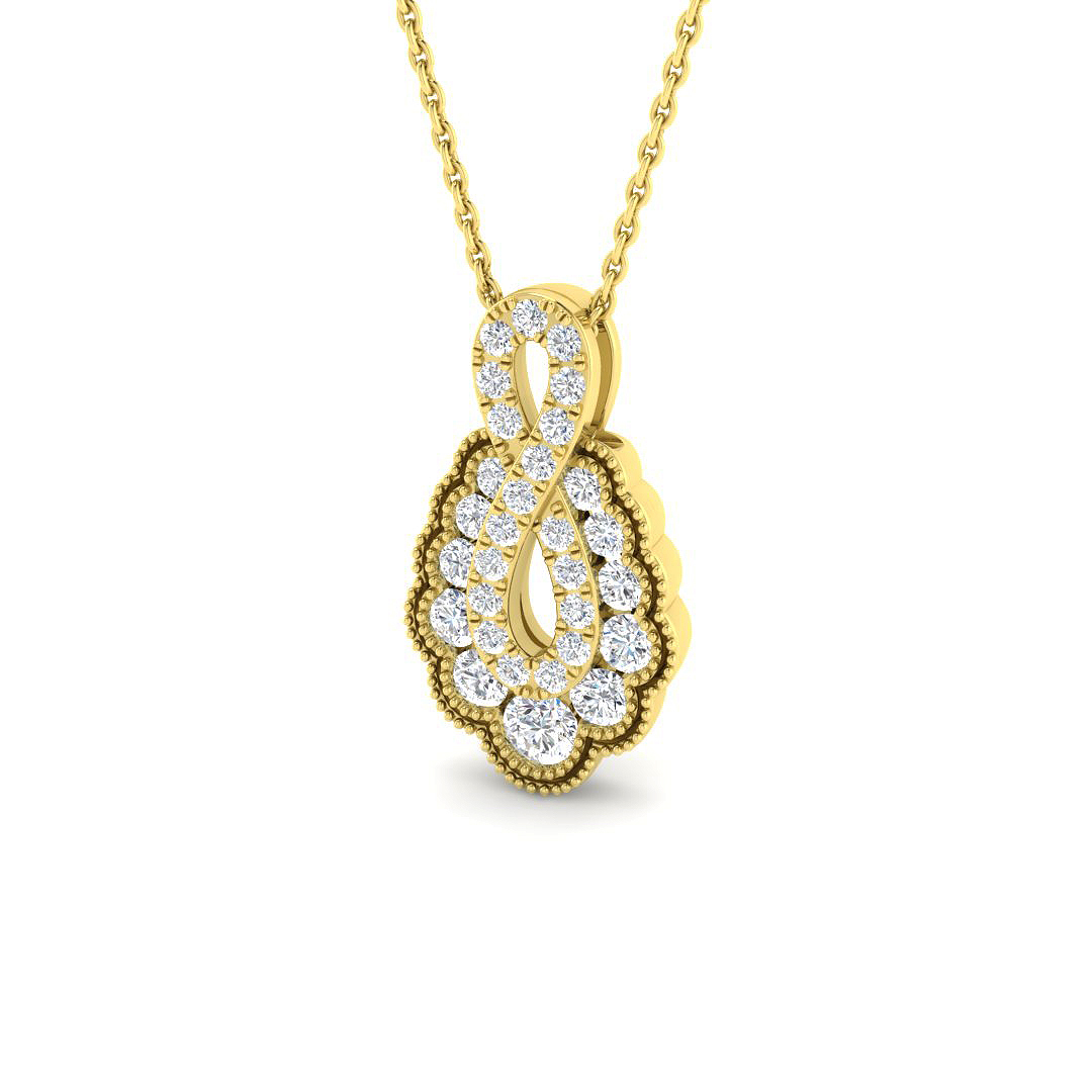 0.70ct Natural Diamond Fancy Pendant in 9K Yellow Gold