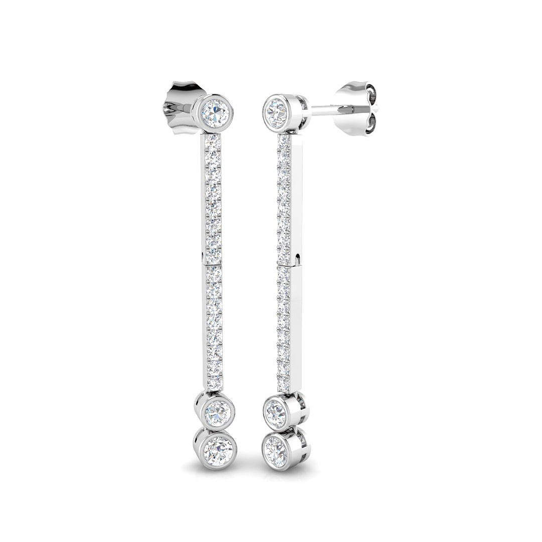0.75ct Lab-Grown Diamond Drop & Trilogy Earrings in 9K White Gold
