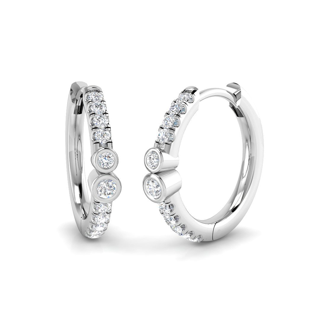 0.20ct Natural Diamond Hoop Earrings in 9K White Gold