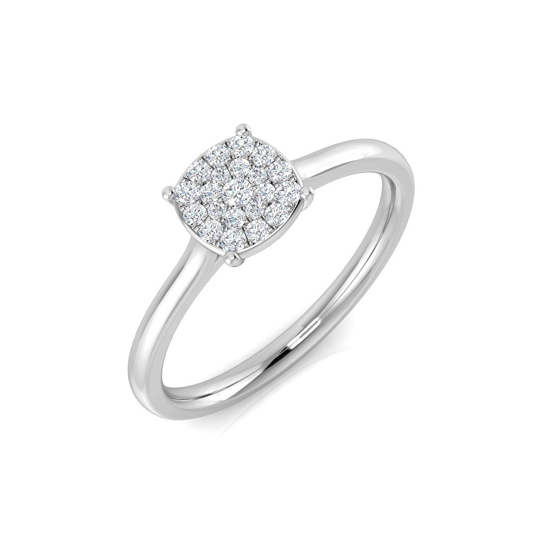 0.12ct Natural Diamond Cluster Ring in 14K White Gold
