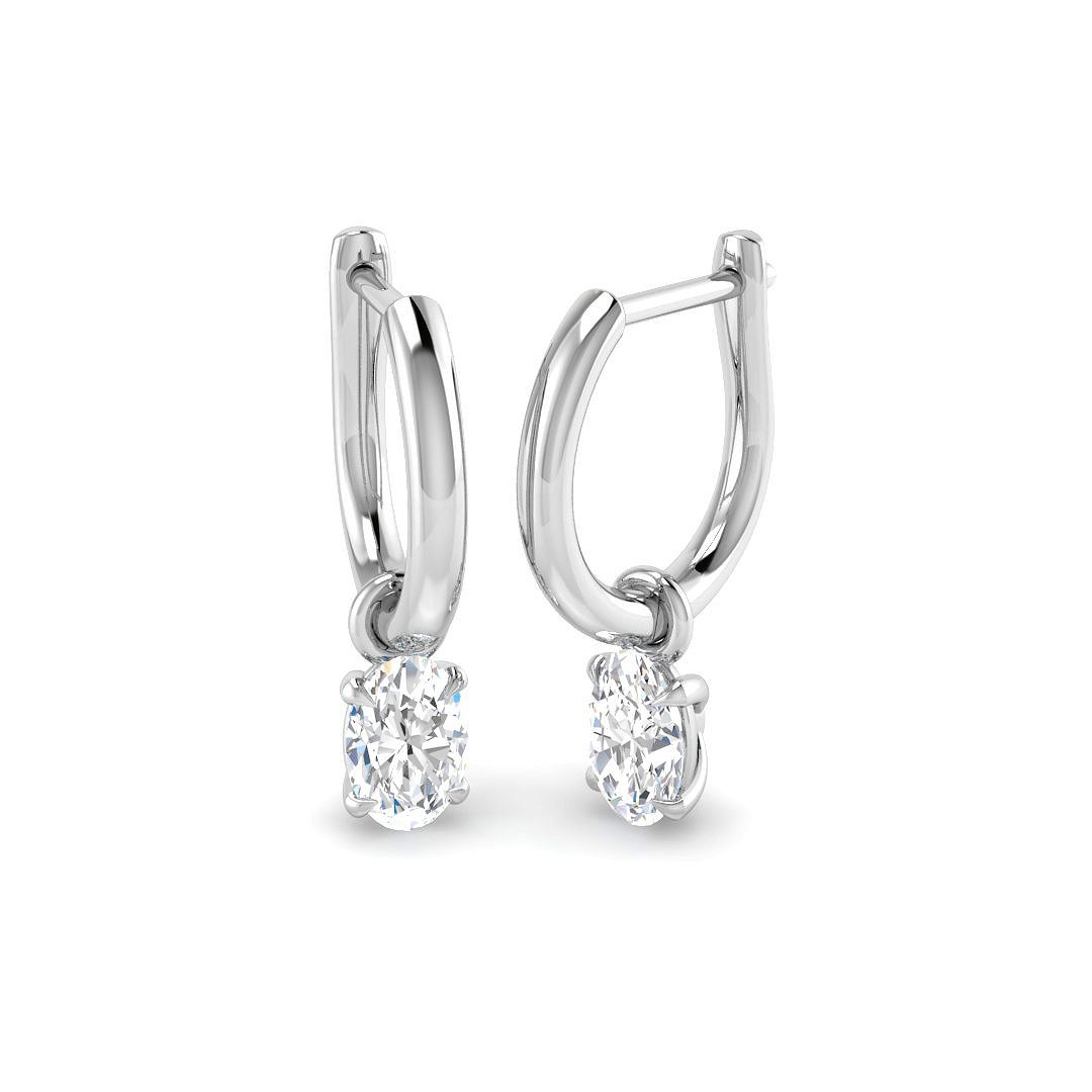 0.79ct Lab-Grown Diamond Drop & Trilogy Earrings in 9K White Gold