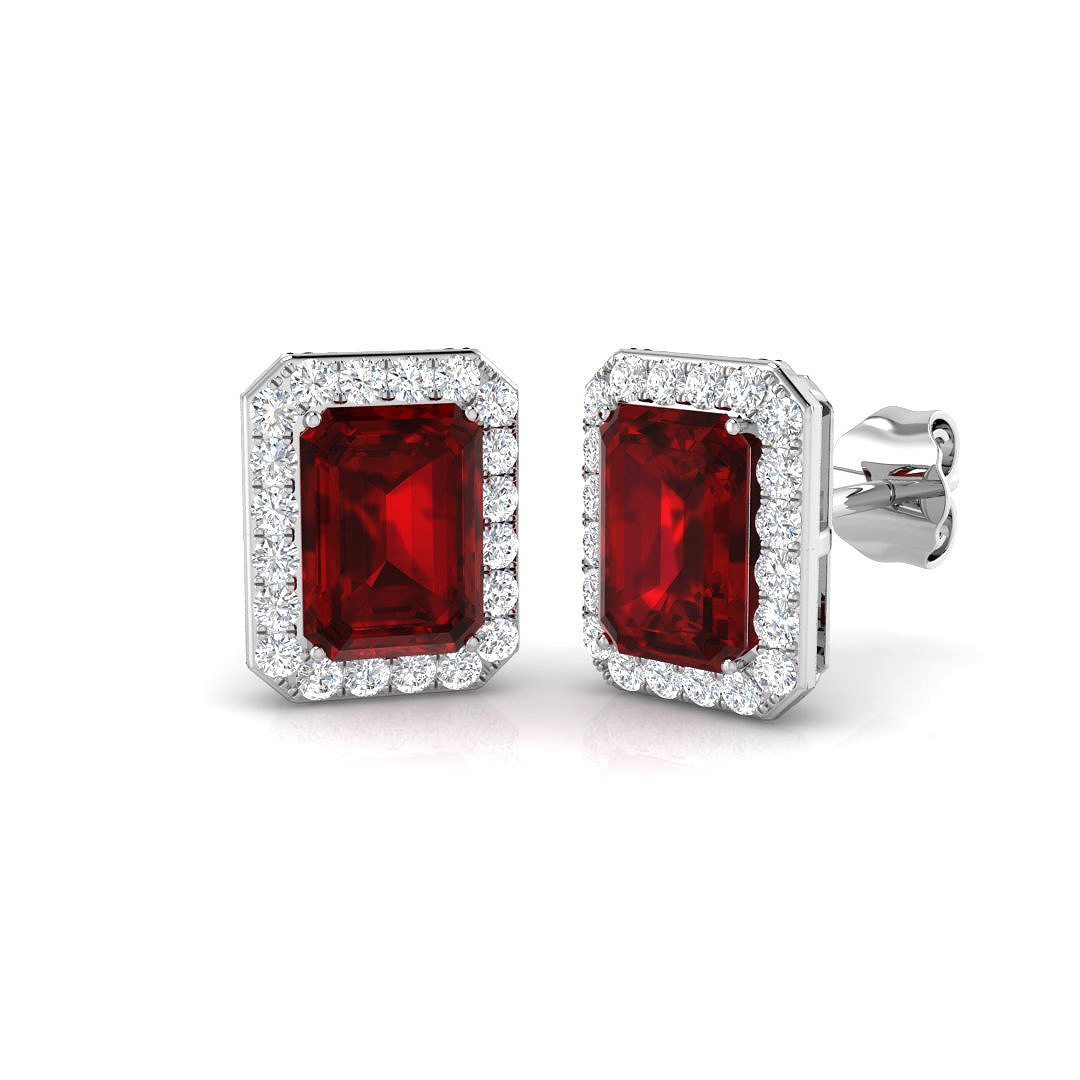 Ruby Earrings in 18K White Gold
