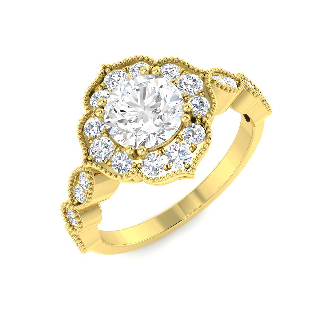1.54ct Lab-Grown Diamond Halo Ring in 9K Yellow Gold