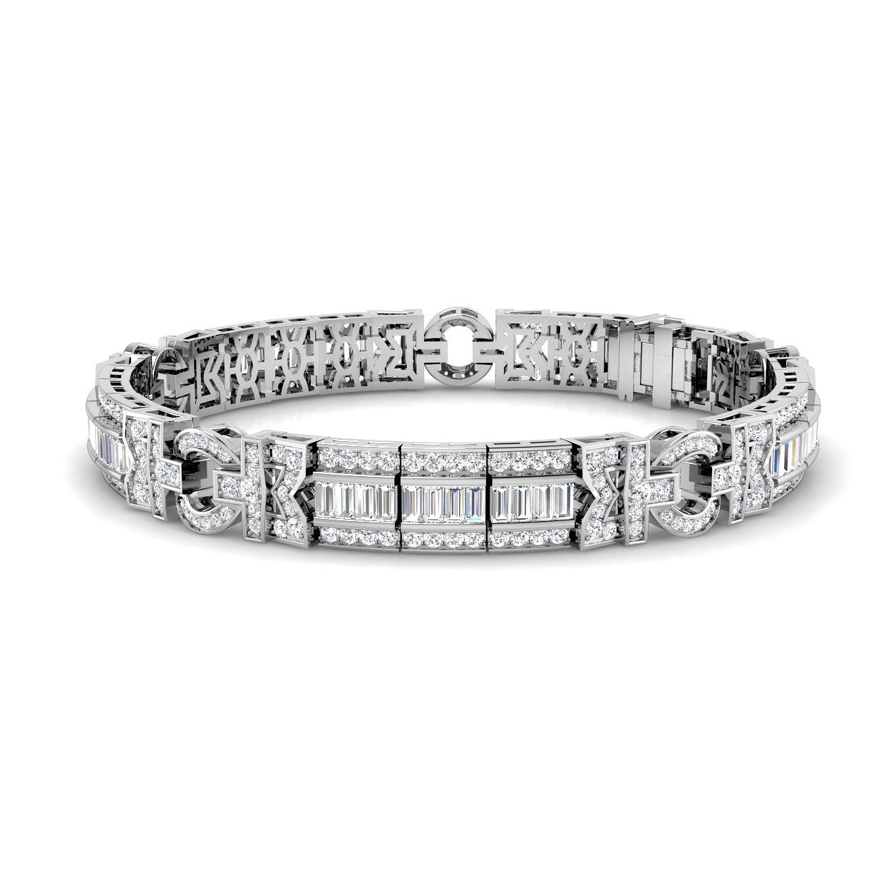 4.54ct Lab-Grown Diamond Baguette & Brilliant Bracelet in 9K White Gold
