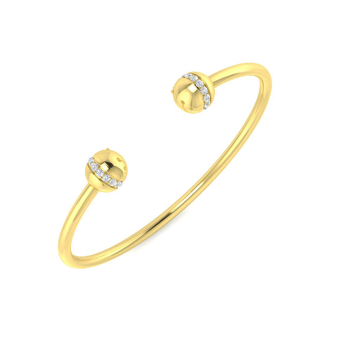 0.38ct Natural Diamond Torque Bangle in 9K Yellow Gold
