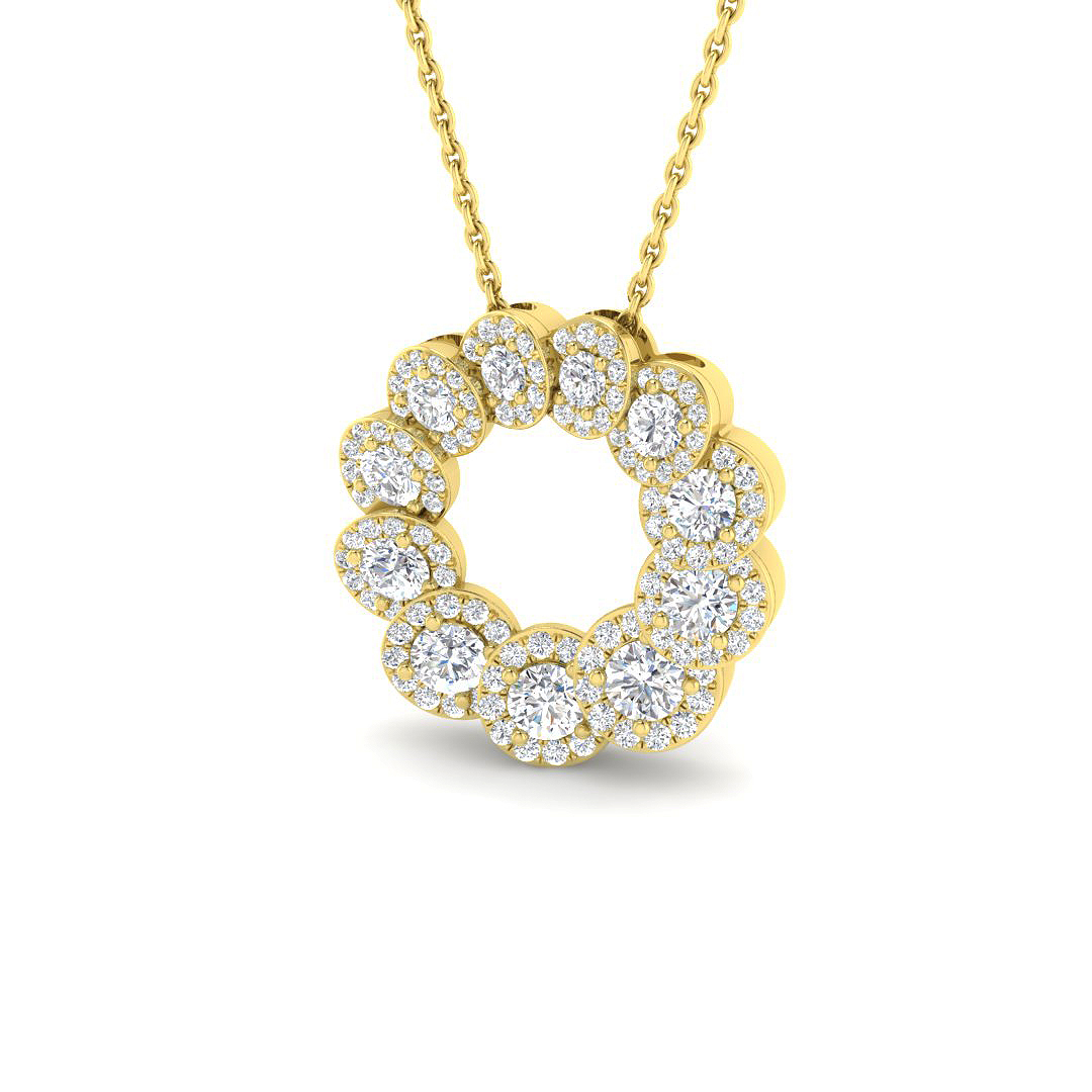 1.00ct Natural Diamond Circle of Life Pendant in 18K Yellow Gold