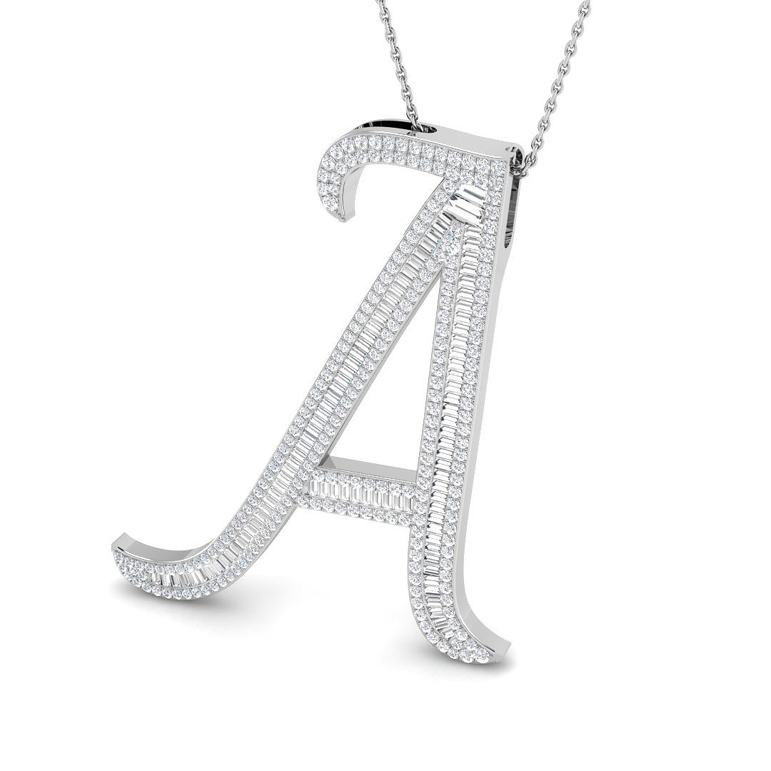 1.67ct Natural Diamond Initials Pendant in 9K White Gold