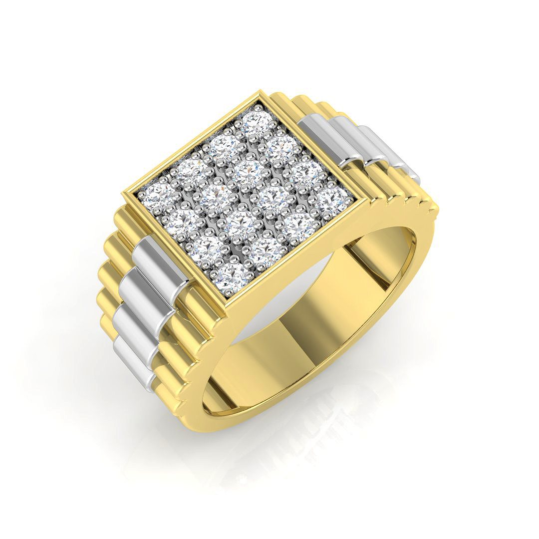 0.51ct Natural Diamond Signet Ring in 9K Two Tone
