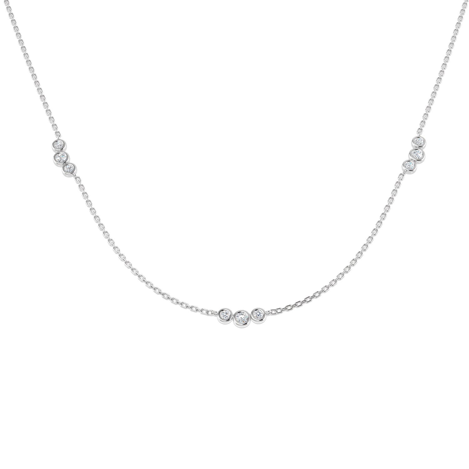 0.55ct Natural Diamond Spectacle Necklace in 9K White Gold