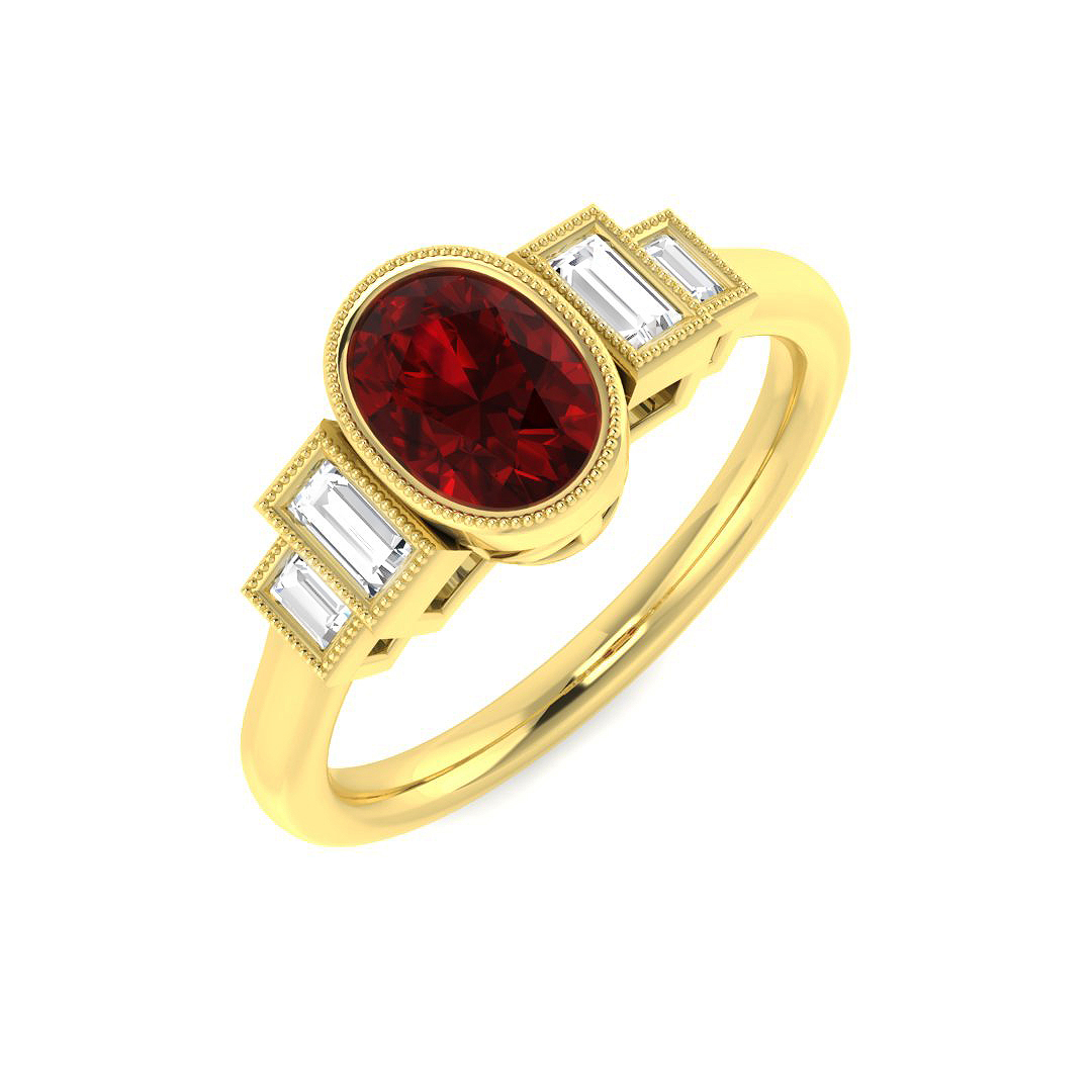 5 Stone Ring in 9K Yellow Gold