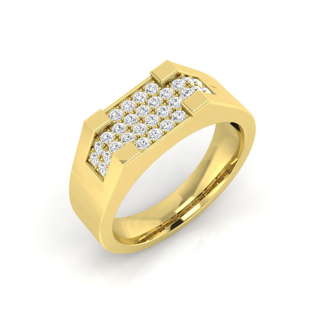 0.50ct Natural Diamond Signet Ring in 9K Yellow Gold