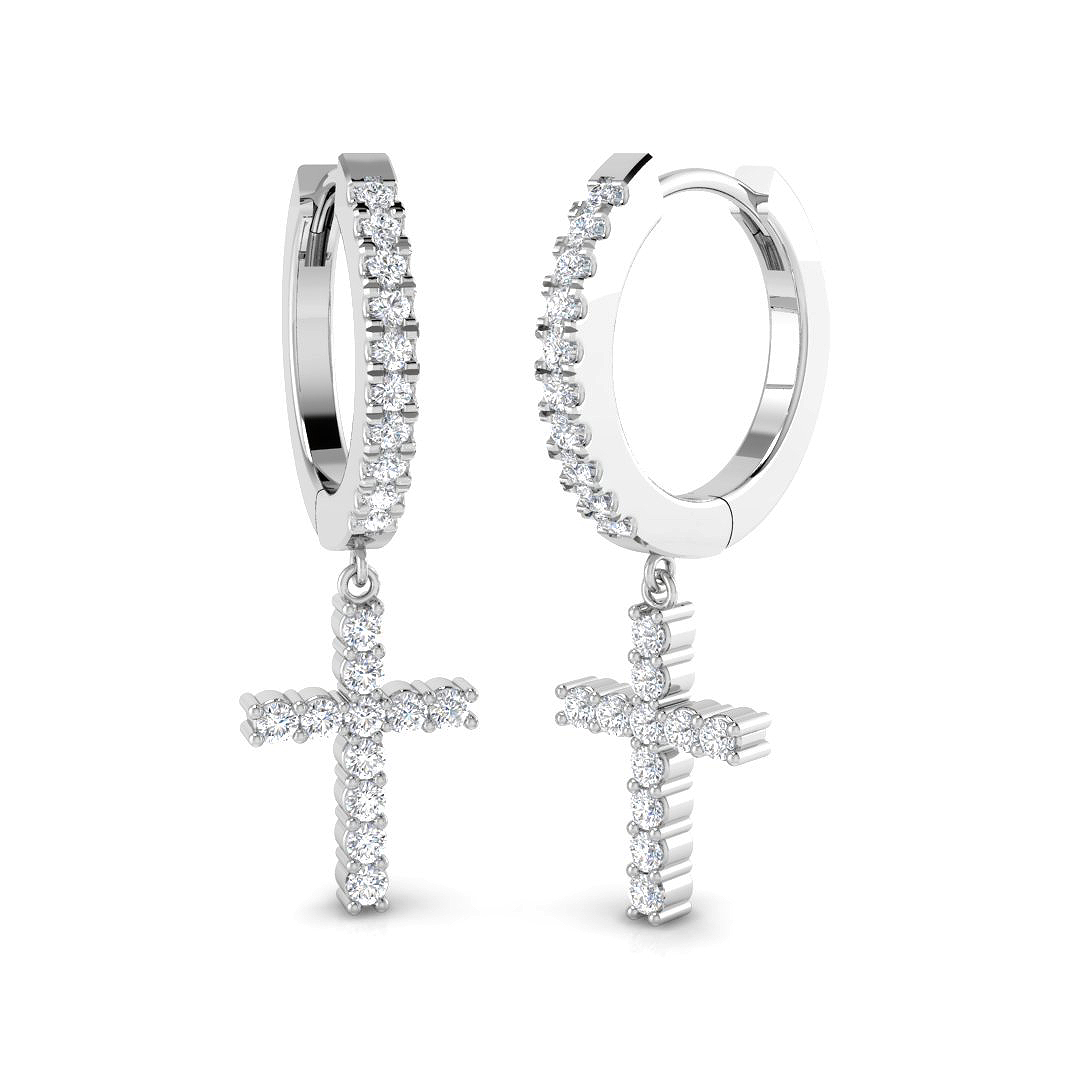 0.41ct Natural Diamond Drop & Trilogy Earrings in 9K White Gold