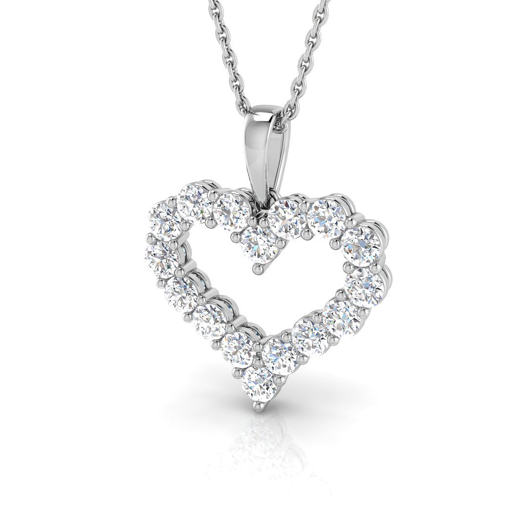 0.99ct Lab-Grown Diamond Heart Pendant in 9K White Gold
