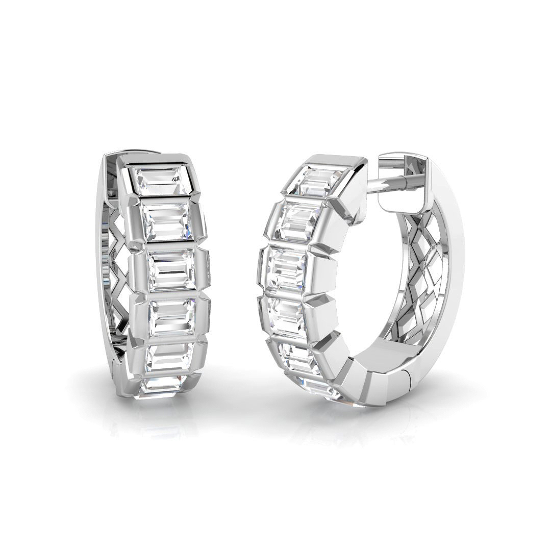 0.74ct Natural Diamond Hoops Earrings in 18K White Gold
