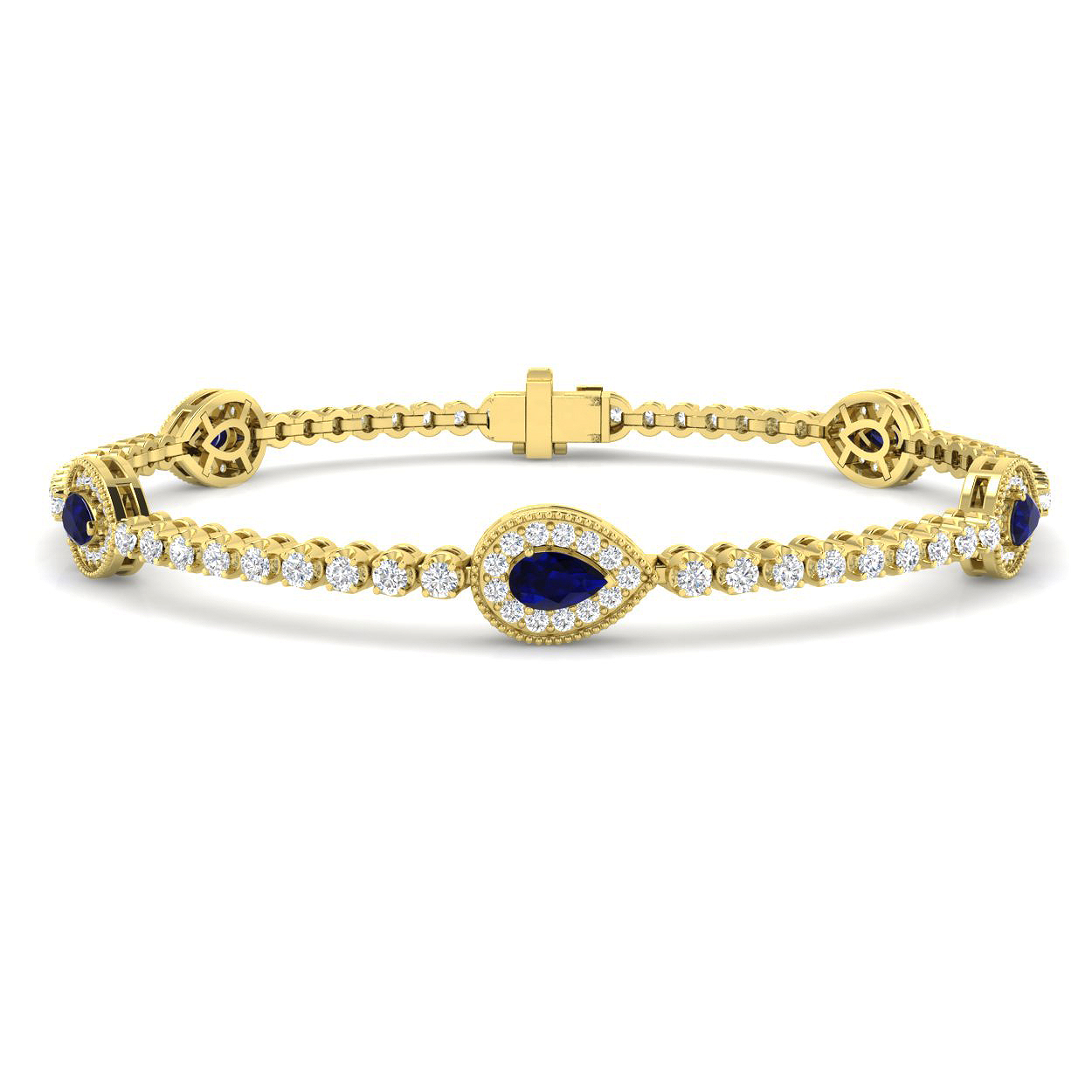 Blue Sapphire Bracelet in 9K Yellow Gold