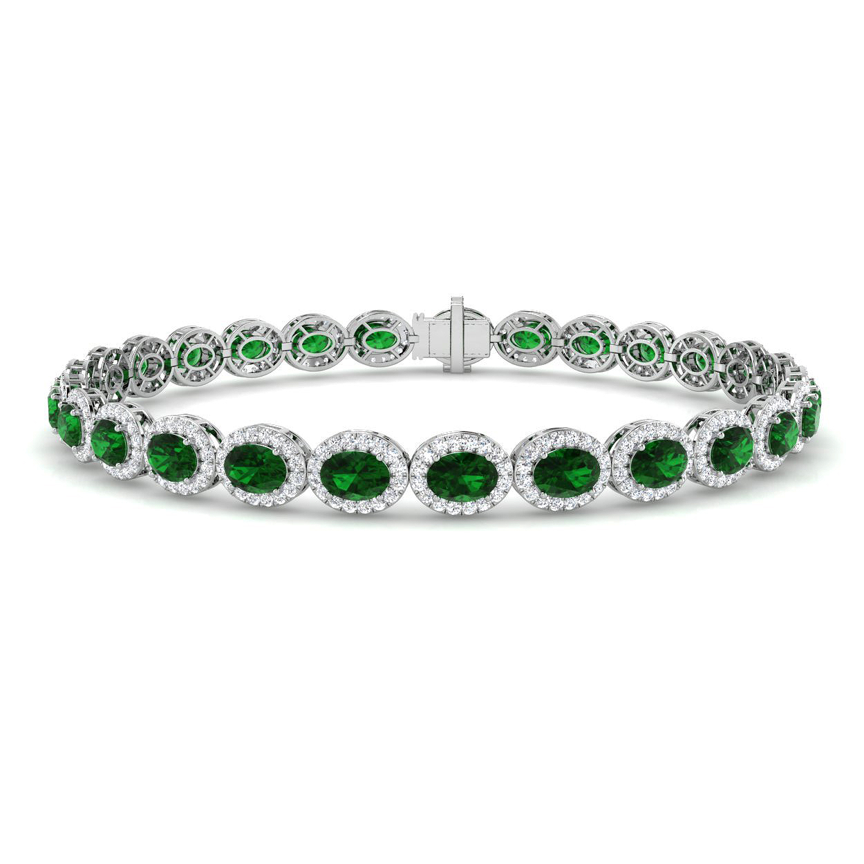 Emerald Bracelet in 18K White Gold