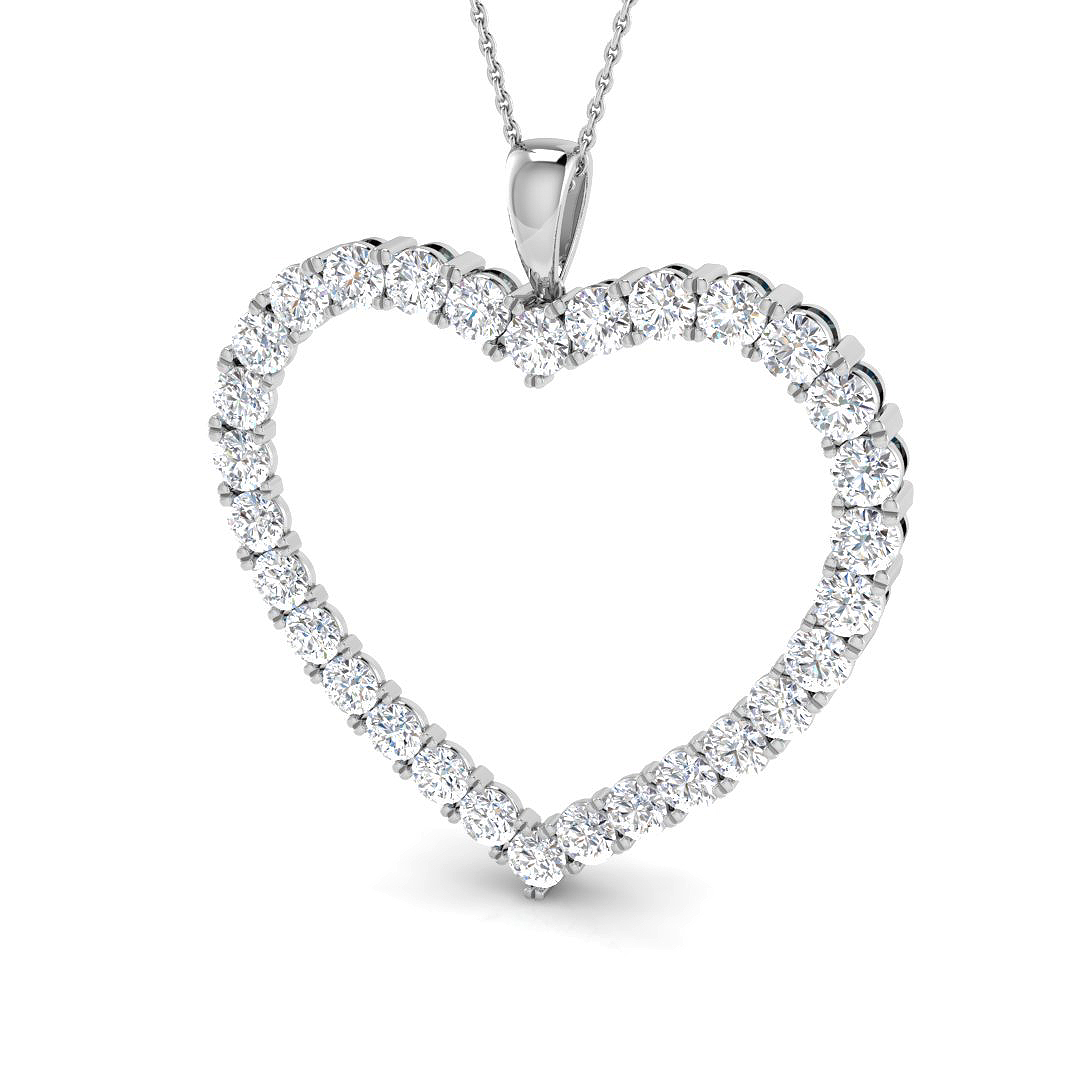 4.40ct Natural Diamond Heart Pendant in 9K White Gold