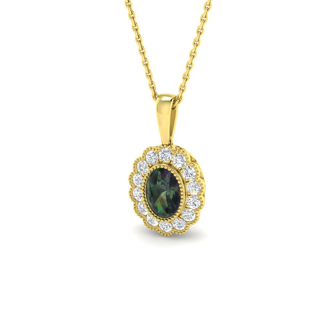 Teal Sapphire Pendant in 9K Yellow Gold