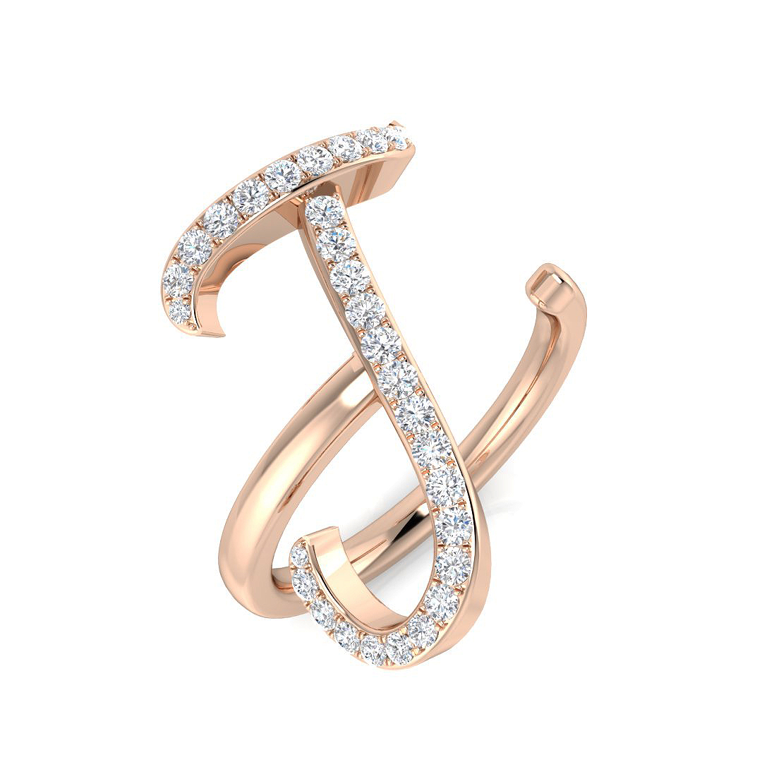 0.38ct Natural Diamond Initials Ring in 9K Rose Gold