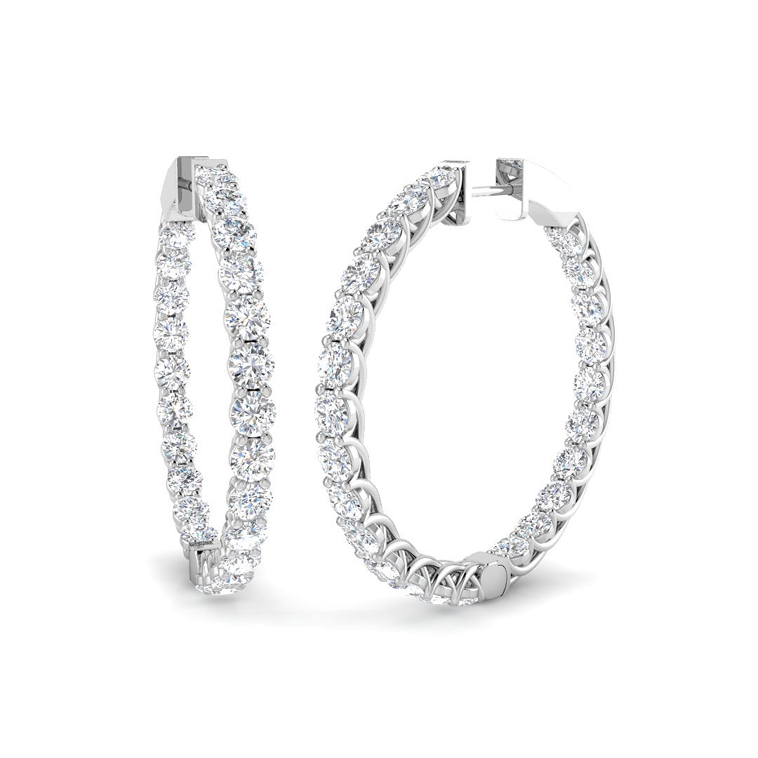 5.89ct Lab-Grown Diamond Hoops Earrings in 9K White Gold