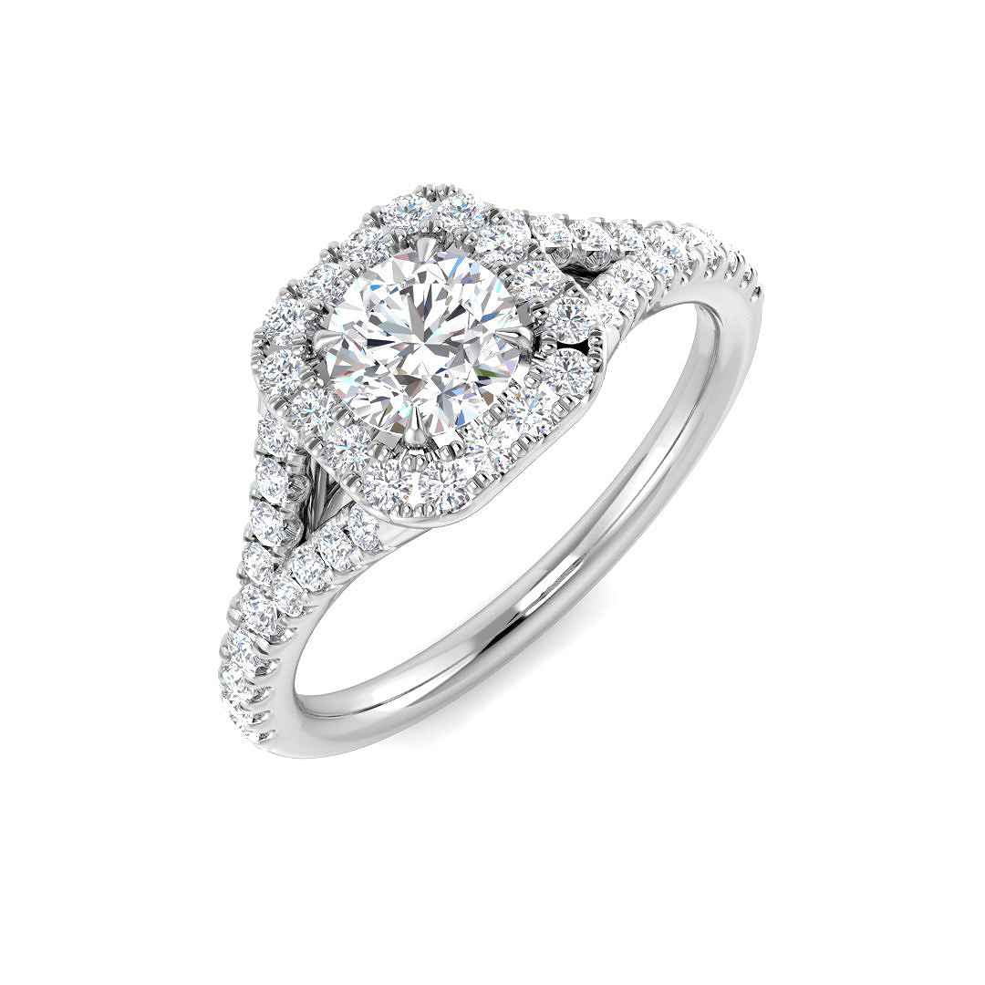 0.88ct Lab-Grown Diamond Halo Ring in 9K White Gold